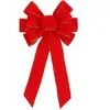 Lazo Rojo Flocado Navideño Lazo de Borde Crudo Cinta de Terciopelo Borgoña Lazo Decorativo Navideño