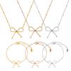 Revista italiana estilo simple cadena para clavícula acero de titanio chapado en oro real de 18K pulsera traje de joyería collar de lazo