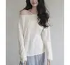 Eryang DesignTingtongBlusa Branca Texturizada Estilo Chinês Novo, Solta e Versátil, Ombro a Ombro para Mulheres