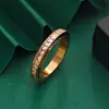 Anillo Rotatorio de Diamante de Fila Única Popular para Mujer Transmitido en Vivo Chapado en Oro Rosa de 18 Quilates Acero de Titanio Circonita Anillo de Pareja Aliento de Bebé