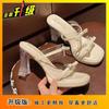 Sandalias de Tacón Grueso de Cristal Estilo Hada Estilo Caliente 2025 para Mujer Verano Ropa de Exterior Elegantes Tacones Altos Sandalias Francesas con Lazo