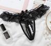 Domila Hollow-out Sexy Mulheres Underwear Pearl Massagem Crotch Open Crotch Temptation Lace Thong Elástico Transparente T-Pants