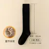Meias 3/4 infantis de inverno de algodão acolchoadas quentes de felpa cano alto meias femininas meias 3/4 meias de coxa sem costura