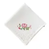 Lenço Branco Bordado de Algodão Puro Amazon, Lenço de Algodão Bordado Exquisito, Toalha Quadrada Pequena Decorativa Portátil Absorvente de Suor