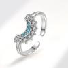 Joyería Nueva Europea y Americana Anillo Abierto Apilado Simple de Cobre con Circonita Sol y Luna Anillo para Niñas con un Toque de Alta Gama