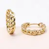 Brincos Argola Corrente Minimalistas Transfronteiriços, Brincos Dourados Vazados Exquisitos, Presilhas de Orelha de Zircônia Personalizadas Estilo Cool para Mulheres, Atacado da Moda