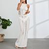 Amazon Transfronterizo Sexy Caliente Hueco Textura de Flores Sin Mangas Maxi Traje Playa Blusa Maxi para Mujer
