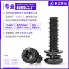 Tornillo Combinado de Acero Inoxidable 304 con Cabeza Redonda Cruz y Arandela Plana Chapada en Zinc Negro y Arandela de Resorte, Juego de Tornillos de Cabeza Plana M2M6