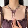 Y2K Spice Girl Roxo Diamante Borboleta Colar Mulher Luz Luxo Nicho Design de Alta Qualidade Doce Legal Indústria Pesada Clavícula Cadeia Na Moda