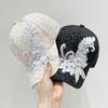 Sombrero de Mujer Estilo Coreano Moderno Verano Delgado Encaje Flor Gorra con Visera Moda para Mujer Más Fácil de Combinar Anti-Arañazos Celebridad de Internet Sombrero para el Sol