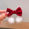 Horquilla de lazo grande de alta gama con cinta de terciopelo rojo vino, corona para niña, horquilla para el pelo de Año Nuevo, accesorios para el cabello de estilo chino