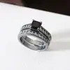 Comercio exterior superventas moda europea y americana anillo de doble capa circonita anillo negro regalo para amantes anillo de diseño nicho con temperamento