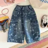 Calça cargo larga da moda 2026 com estampa de estrelas para meninos e meninas, moda outono, versátil, estilo coreano, visual desgastado