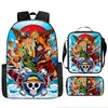 Mochila Escolar Exclusiva One Piece Três Peças Conjunto Mochila Rei do Mar Grande Capacidade Mochila para Aluno do Ensino Médio