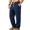 Website independente transfronteiriço: Coleção de outono de calças de trabalho masculinas de veludo cotelê de cor sólida, com pernas largas, múltiplos bolsos e um design casual de perna reta.