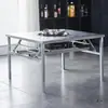 Mesa Plegable para Olla Caliente de Acero Inoxidable con Estufa de Casete para Uso Comercial al Aire Libre, Adecuada para Puestos, Plancha, Cocina de Inducción y Mesa de Barbacoa
