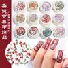 Decoraciones para Uñas Papá Noel Renos Copo de Nieve DIY Hojuelas de Pulpa de Madera Pegatinas para Uñas Lentejuelas Edición Limitada de Navidad Papel Dorado
