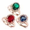 Anillo de compromiso de princesa británica retro esmeralda estrella de revista con 18K joyería de simulación al por mayor para mujeres