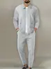 Conjunto esportivo casual masculino europeu transfronteiriço, conjunto de duas peças com cardigã de gola reversa e calça comprida para primavera e outono, roupas masculinas da moda