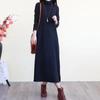 Nuevo Vestido Base Grueso Forrado de Polar Artístico Vintage Otoño/Invierno 2026 Holgado de Cuello Alto Elegante Largo