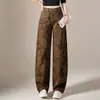 Jeans de pierna ancha estampados de moda retro hechos a medida para mujer, nuevo estilo primavera/otoño 2026, corte holgado, caída fluida, efecto adelgazante