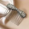 Pente com Laço Estilo Coreano Inserção de Strass Pente para Franja Feminina Suave Luxo Leve Alto Padrão Grampo de Cabelo Temperamento Versátil Adorno de Cabeça Acessório de Cabelo