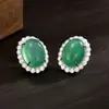 Brincos de Prata Esterlina S925 Brincos de Calcedônia Verde Natural Nova Chinoiserie Moda de Alto Padrão Feminino Retro Elegante Brincos de Ar