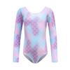 Calcinha Body de Manga Longa Estampada Roupa de Dança Latina Roupa de Prática de Dança de Verão Roupa de Competição para Meninas Meninas