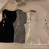 Camisola de estilo nuevo con cuello cuadrado y botones en forma de I, ajustada, interior sin mangas, exterior, parte inferior, parte superior con espalda hermosa