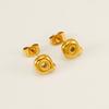 Moda Europea y Americana Sencillos y Elegantes Pendientes de Acero de Titanio Acero Inoxidable Chapado en Oro de 18K Pendientes Mini de Letras de Burbuja para Mujer