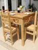 Juego de Mesa y Sillas de Comedor de Madera Maciza, Mesa de Comedor para Restaurante, Mesa para Apartamento Pequeño, Mesa de Comedor para el Hogar, Mesa Cuadrada, Mesa de los Ocho Inmortales Estilo Antiguo