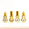 Botella de Perfume de Alta Gama de 10 ml con Estampado Dorado, Botella Roll-On, Botella Vacía de Muestra Dorada, Botella de Aceite Esencial, Botella Portátil, Botella Roll-On