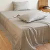 Lençol de cama de gaze dupla de algodão puro espessado estilo francês, capa de edredom de gaze 100% algodão peça única, conjunto de lençol de elástico para cama de solteiro, conjunto de três peças, adequado para todas as estações