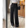 Shanli Dadi plus size Dipped Micro-flared Calças Femininas Verão gordinha menina Cropped Cintura Alta Calças Retas Primavera e Outono Dividir Casual Ocidental