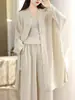 Camisa de Algodón y Lino con Bordado Pesado de Manga Tres Cuartos para Mujer, Blusa Elegante Estilo Francés Delgada de Verano, Top Súper Elegante, Hecho a Medida