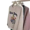 Sudadera blanca y gris de cuello redondo para mujer, nuevo estilo coreano otoño e invierno 2026, corte casual holgado, versátil, con forro polar y engrosada