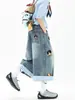 Pantalones Cortos de Mezclilla Cropped a Cuadros con Bordado de Marca Tendencia Verano 2026 Estilo Americano Sueltos de Pierna Ancha Unisex