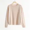 Suéter Grueso de Lana sin Costuras Todo en Uno Cuello Redondo Suelto Base Suéter de Lana Top para Mujer 1128