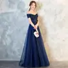 Vestido de Noche de un Hombro 2026 Nuevo Largo Azul Moderno y Elegante Vestido de Noche para Anfitriona de Banquete