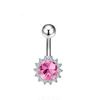 Tendencia europea y americana acero inoxidable mariposa rosa circón anillo para ombligo uña para ombligo perforación abdominal con forma de corazón joyería