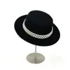 Sombrero de Lana de Ala Plana con Cinturón Estilo Francés para Mujer, Sombrero de Fieltro Versátil para Moda de Otoño e Invierno, Sombrero de Jazz Retro para Socialité