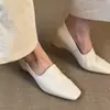 Zapatos Blancos Cuadrados de Tacón Alto Estilo Francés, Nuevos Zapatos de Piel para Mujer Verano 2026, Mocasines para Viajar, Zapatos sin Cordones para Mujer