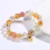 Pulseira Duobao de Cristal Design Original Cristal de Cabelo Amarelo Asai Branco Asai Pulseira Cristal Branco Presente para Menina