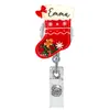 Porta credencial retráctil de acrílico con shaker navideño Carrete retráctil para credencial de árbol de Navidad con clip de cocodrilo giratorio