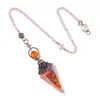 Suministro Transfronterizo Colgante Péndulo de Cristal de Color Rojo Antiguo Soporte de Flores Retro Resina Cónica Hexagonal Ágata Grava Péndulo