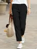 Pantalones casuales de pierna recta con cintura elástica y cordón, de color liso, para mujer, estilo europeo y americano, transfronterizos, pantalones de trabajo estilo callejero para mujer, venta al por mayor de fábrica