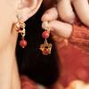 2024 Danza del León de Año Nuevo Nubes Auspiciosas Pendientes Rojos Festivos Asimétricos Adecuados para Pendientes de Año Nuevo para Mujeres