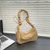 Bolsa de ombro tipo axila em nylon com cordão estilo francês, pronta em estoque, novo modelo 2026, cor sólida, bolsa de ombro fresca, bolsa casual versátil e fashion