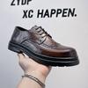 Zapatos brogue de cuero con cordones para las cuatro estaciones, estilo británico, de caña baja, formales, derby, para uso exterior, zapatos de negocios.