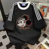 Camiseta de Manga Corta para Pareja con Retazos de Tres Rayas Versátil Estilo Coreano, Nuevo Top Casual Holgado de Moda Veraniega Estilo Ins